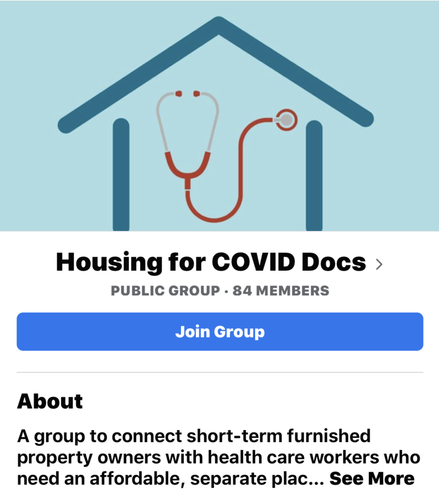 Housing for COVID Docs Facebook