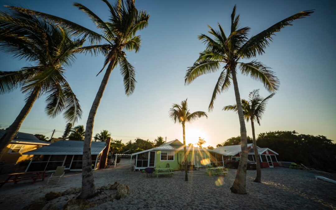 Palm trees and vacation rentals on Sanibel Island in Southwest Florida