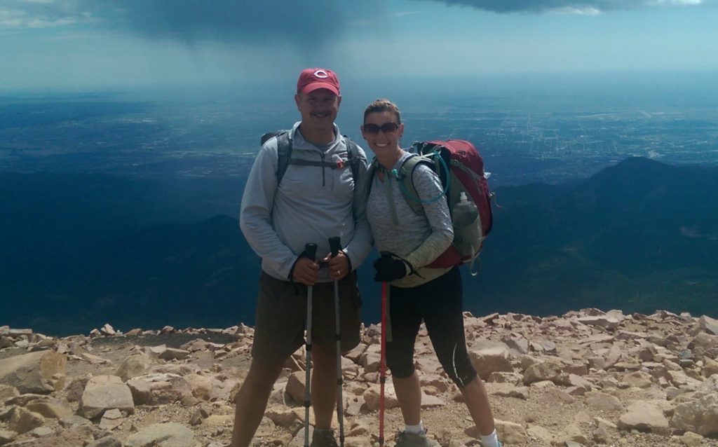 Mile Wilcox and his wife Jennifer hiking Pikes Peak
