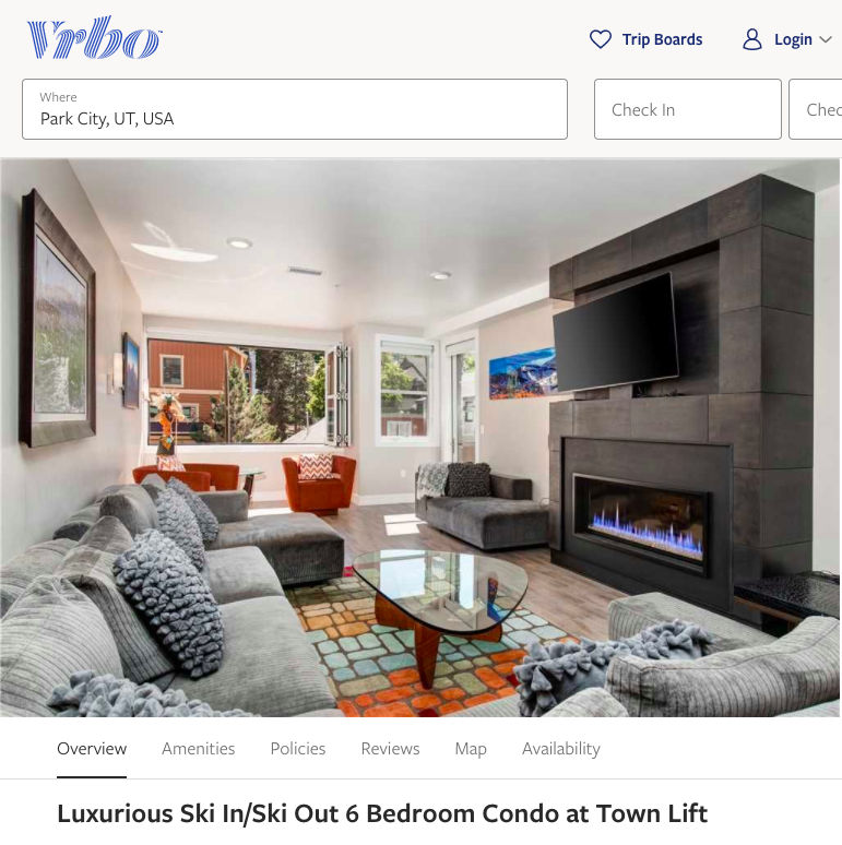 Short-term rental listing on Vrbi