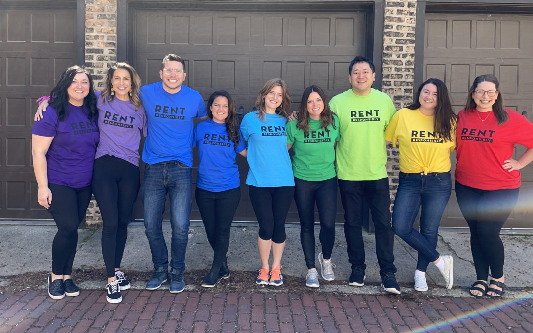 Rent Responsibly team in rainbow shirts