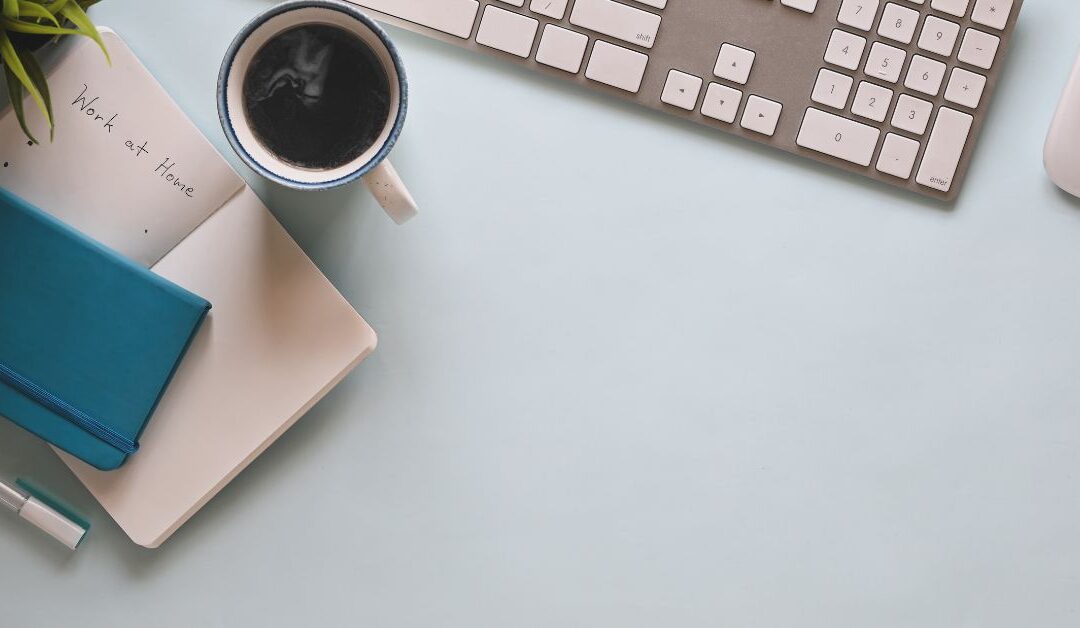 Executive Director Work from Home_ Desk with coffee and a Keyboard