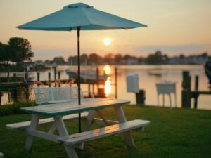 Lakeside picnic table